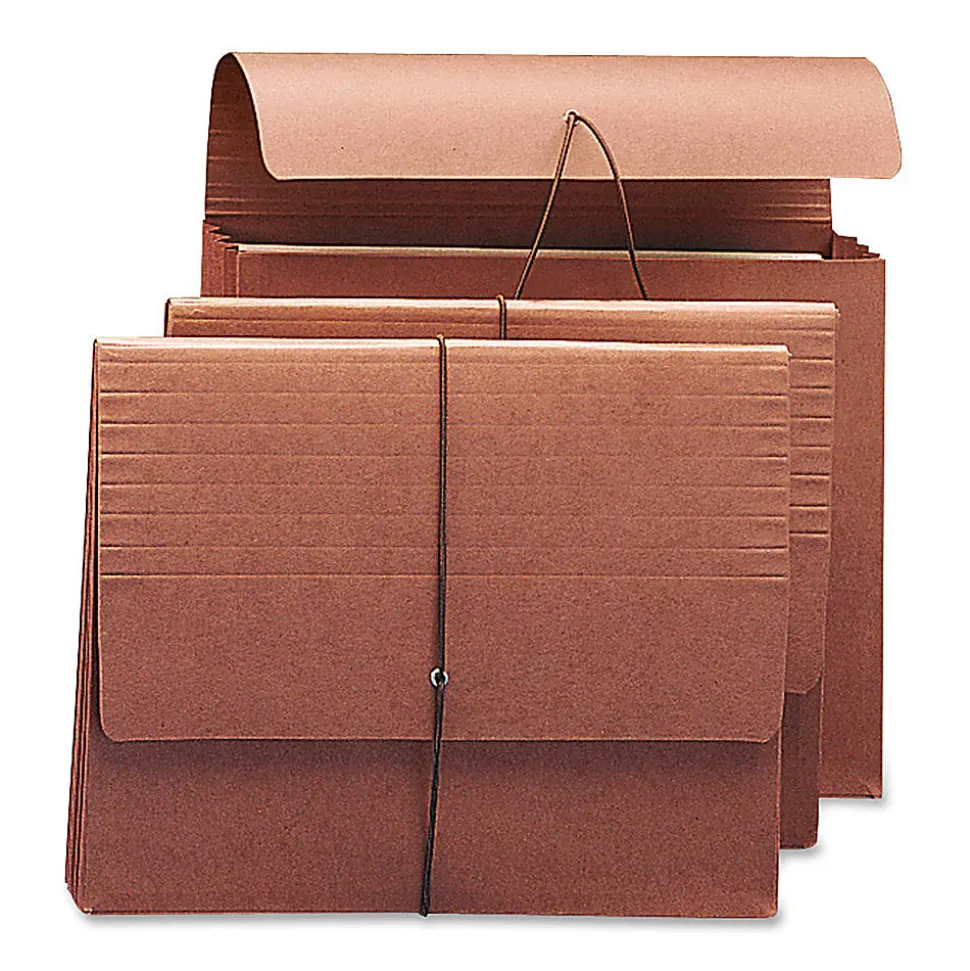 Smead® Redrope Expanding Wallets With Elastic, Letter Size, 3 1/2" Expansion, 30% Recycled, Redrope, Pack Of 10