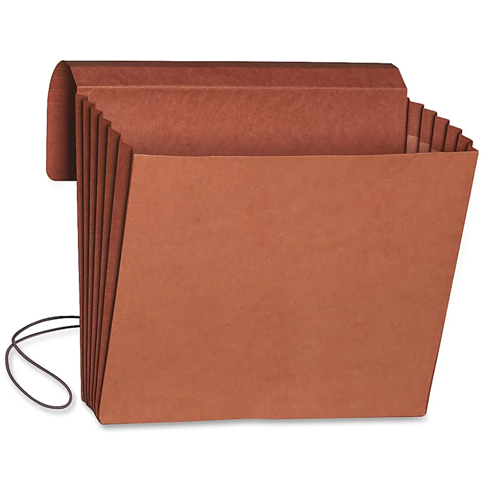 Smead® Redrope Expanding Wallets With Elastic, Letter Size, 5 1/4" Expansion, 30% Recycled, Redrope, Pack Of 10
