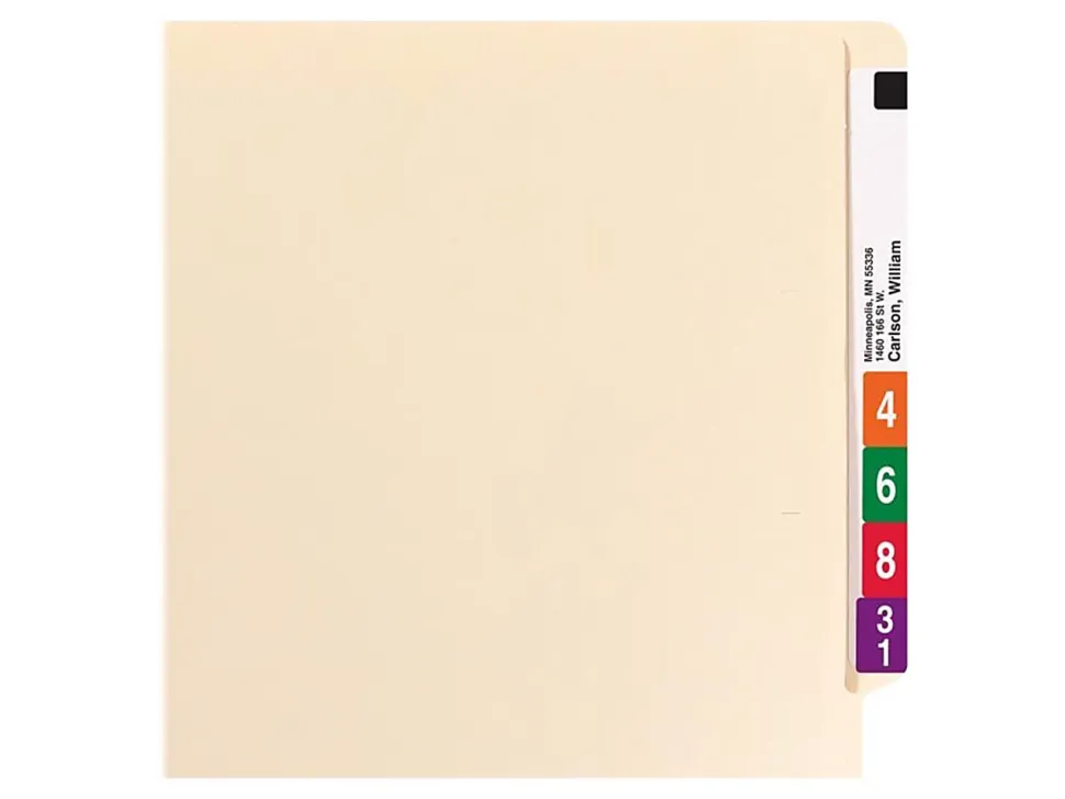Smead® Reinforced End-Tab Folders, 1 Fastener, Straight Cut, Letter Size, Manila, Box Of 50