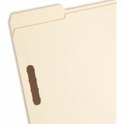 Smead® Reinforced Tab Fastener Folders With Two Fasteners, 1/3 Cut, Letter Size, Manila, Pack Of 50 (14537)