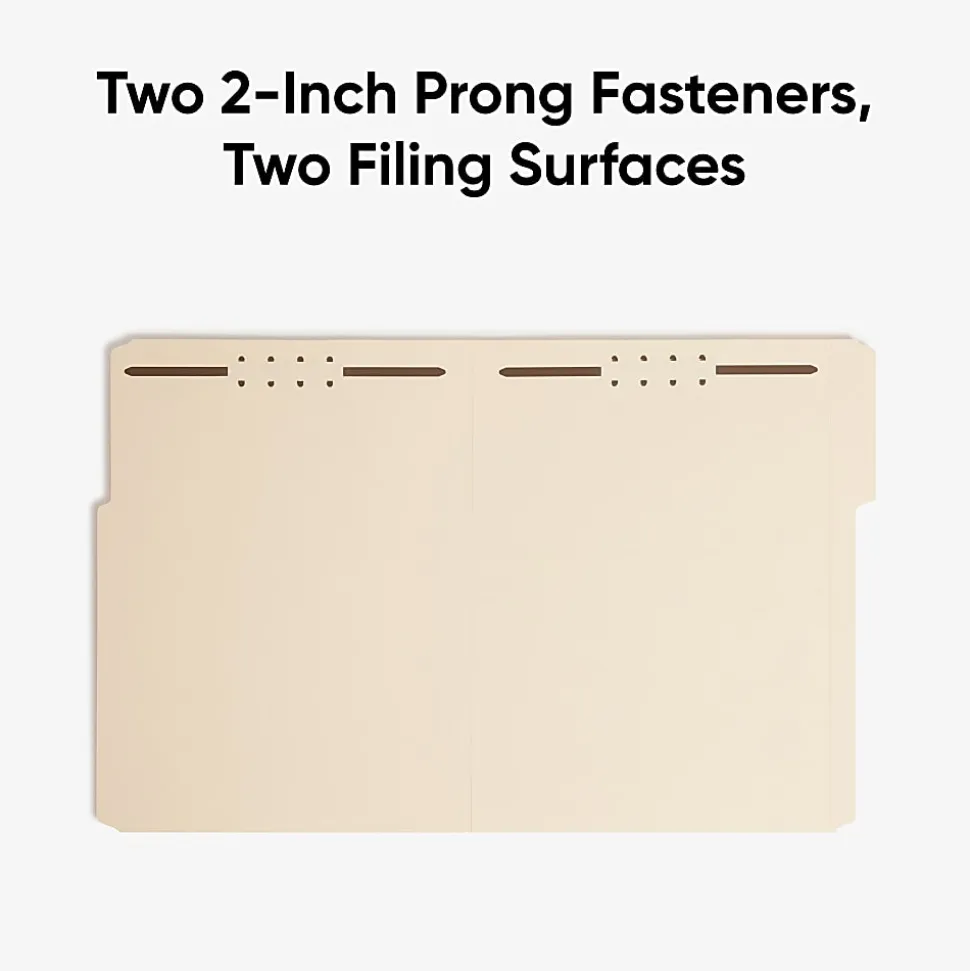 Smead® Reinforced Tab Fastener Folders With Two Fasteners, 1/3 Cut, Letter Size, Manila, Pack Of 50 (14537)