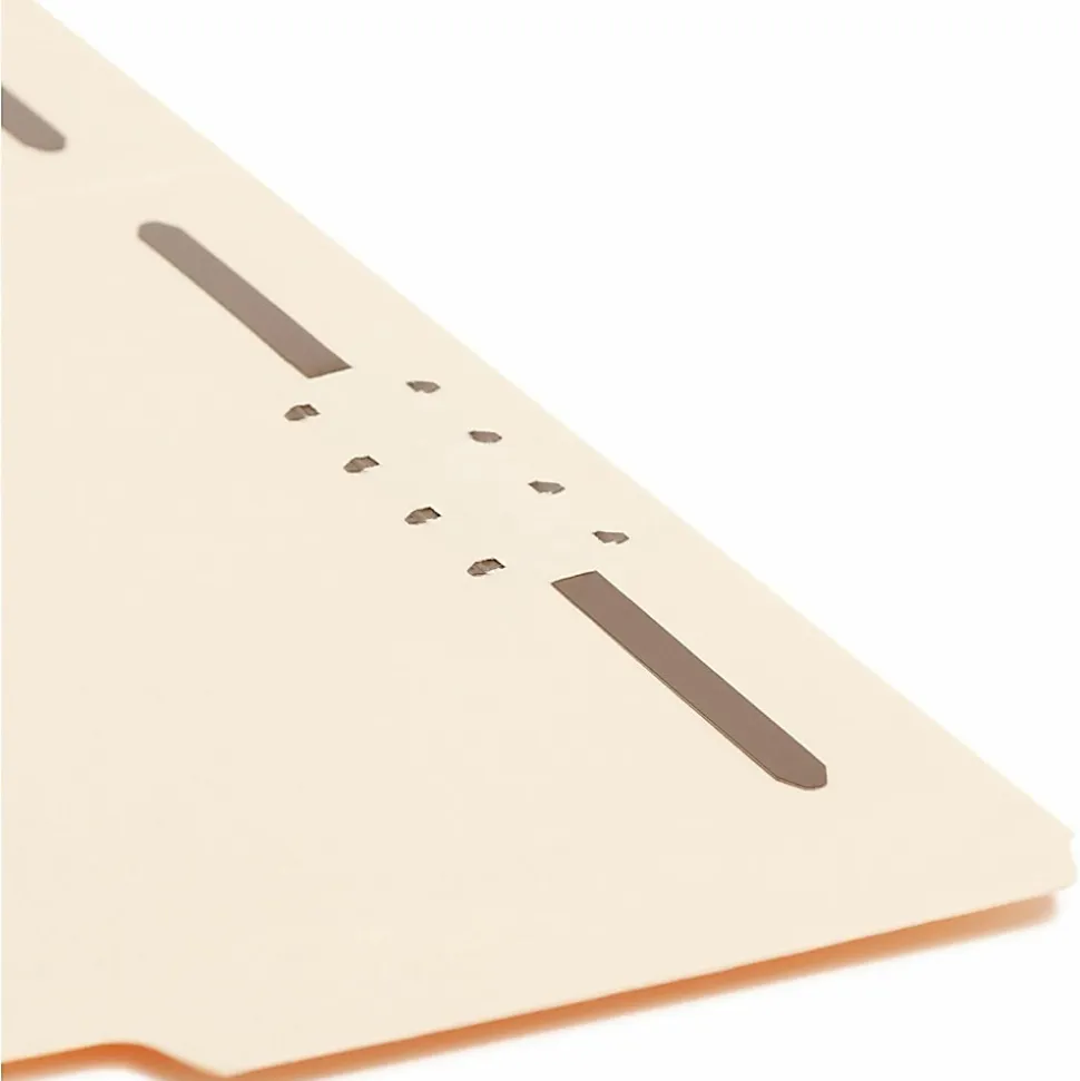 Smead® Reinforced Tab Fastener Folders With Two Fasteners, 1/3 Cut, Letter Size, Manila, Pack Of 50 (14537)