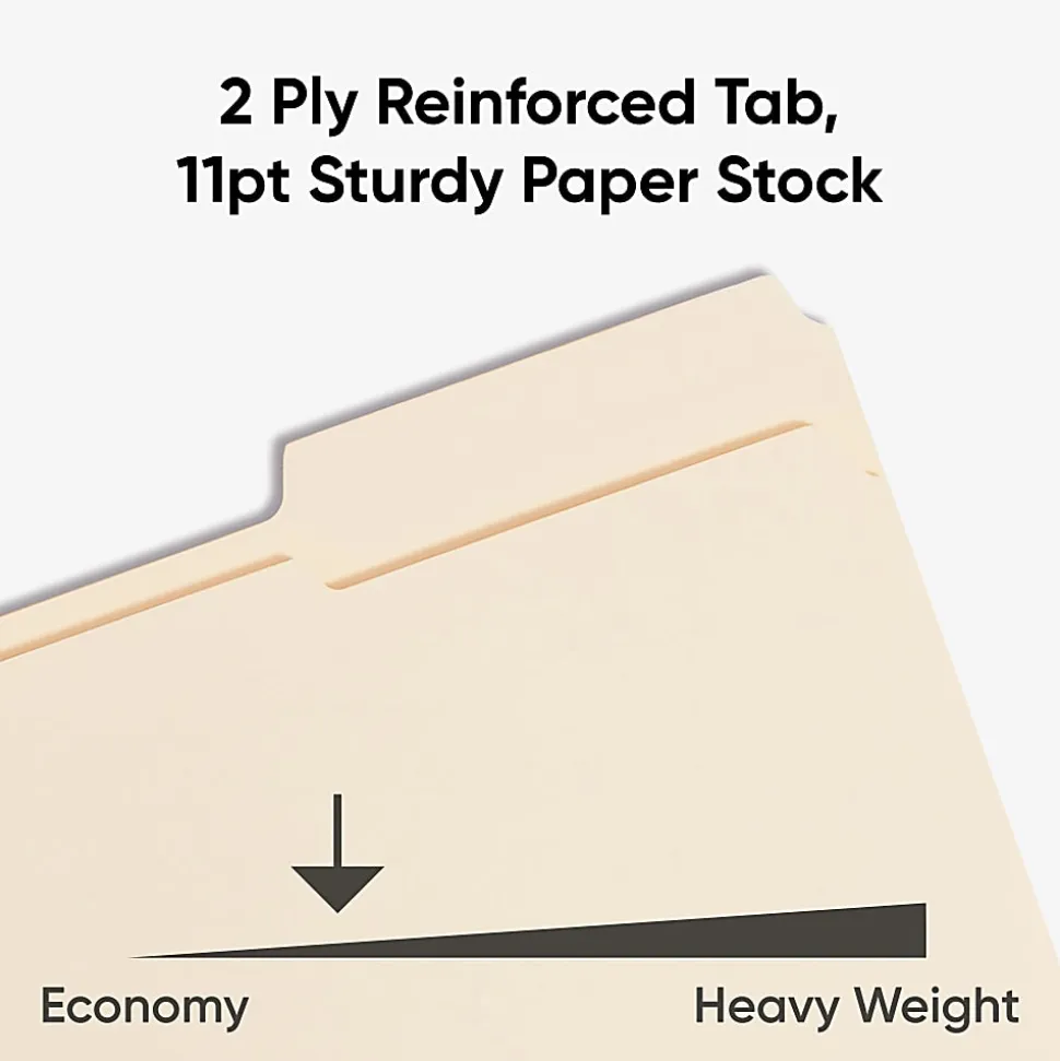 Smead® Reinforced Tab Fastener Folders With Two Fasteners, 1/3 Cut, Letter Size, Manila, Pack Of 50 (14537)