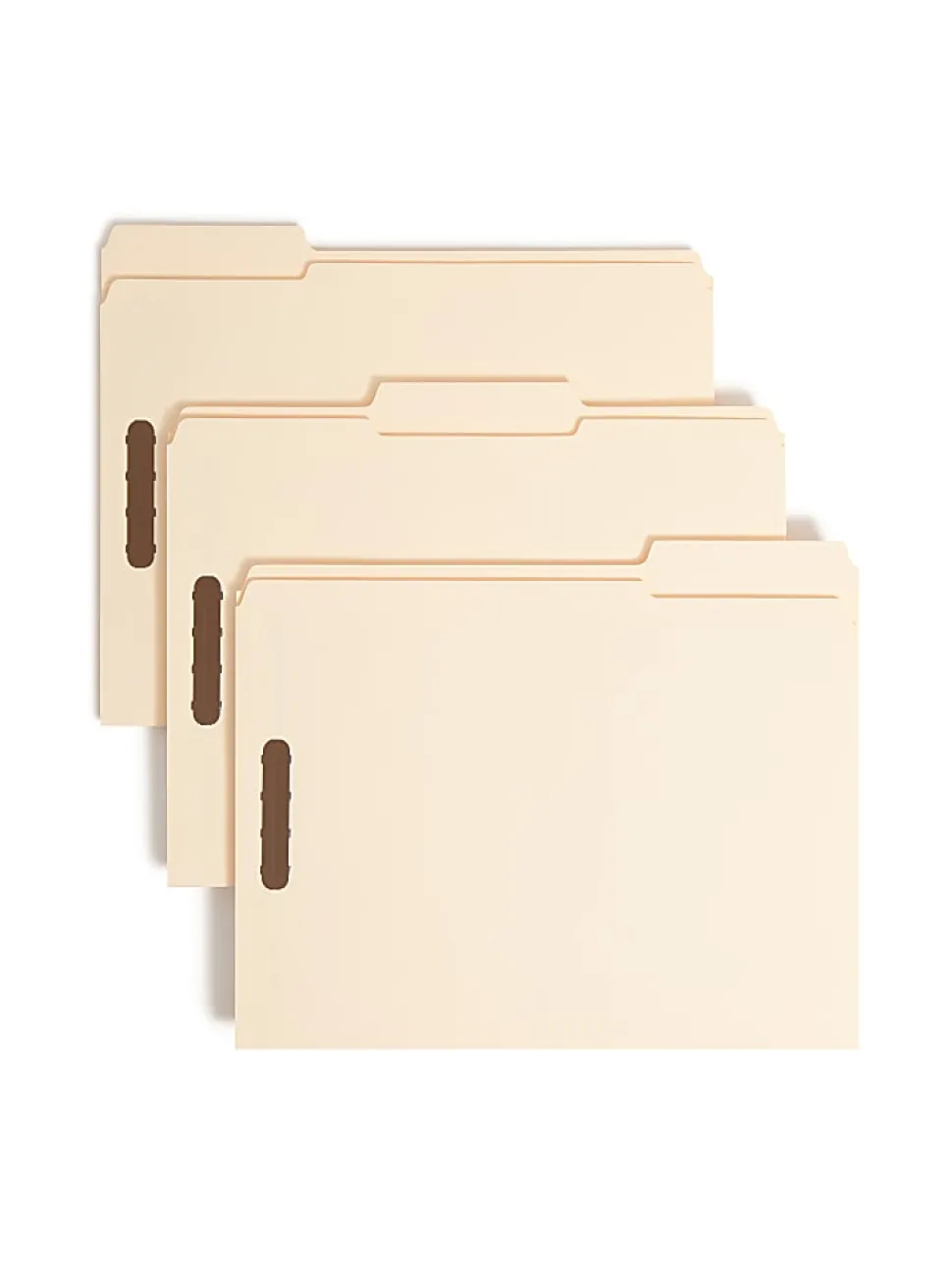 Smead® Reinforced Tab Fastener Folders With Two Fasteners, 1/3 Cut, Letter Size, Manila, Pack Of 50 (14537)
