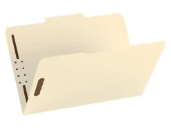 Smead® Reinforced Tab Fastener Folders With Two Fasteners, 1/3-Cut Tab, 8 1/2" x 14", Legal, Manila, Box of 50 (19537)