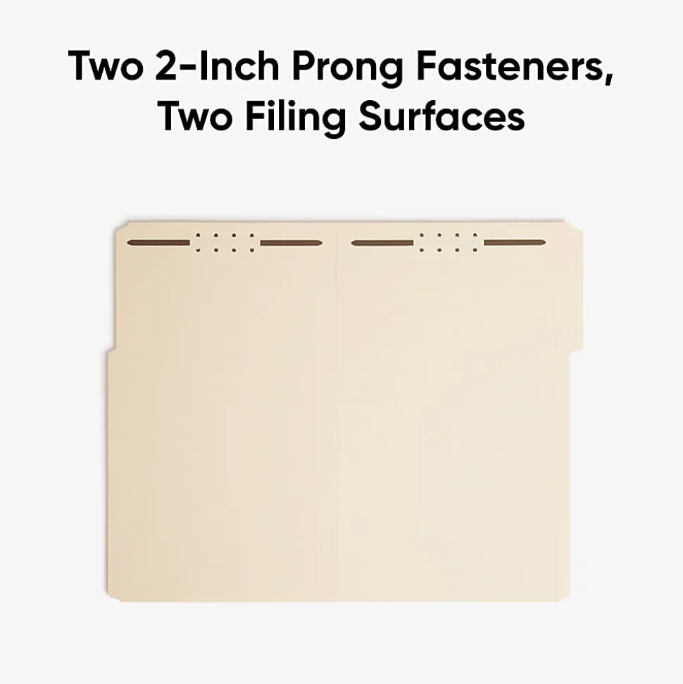 Smead® Reinforced Tab Fastener Folders With Two Fasteners, 1/3-Cut Tab, 8 1/2" x 14", Legal, Manila, Box of 50 (19537)