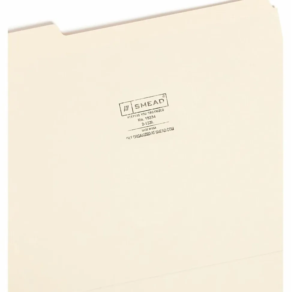 Smead® Reinforced Tab File Folders, Letter Size, 1/3 Cut, Manila, Box Of 100 (10334)