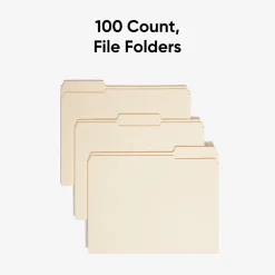 Smead® Reinforced Tab File Folders, Letter Size, 1/3 Cut, Manila, Box Of 100 (10334)