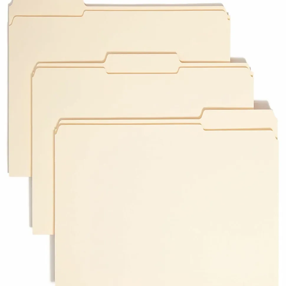 Smead® Reinforced Tab File Folders, Letter Size, 1/3 Cut, Manila, Box Of 100 (10334)
