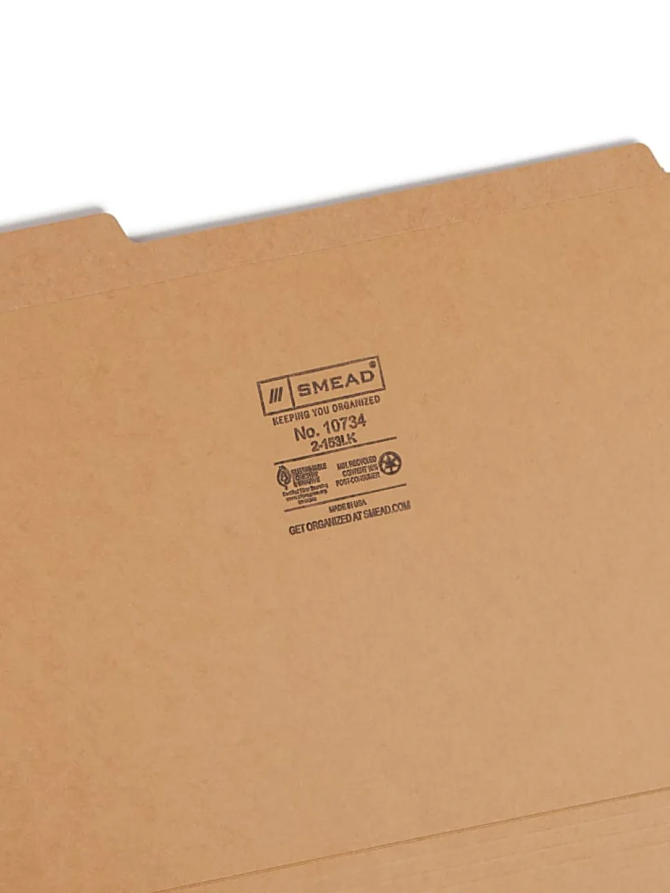 Smead® Reinforced Tab Kraft File Folders, Letter Size, 1/3 Cut, Pack Of 100