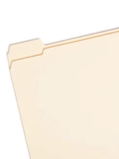 SmeadĀ® Reinforced Tab Manila File Folders, Letter Size, 1/5 Cut, Pack Of 100