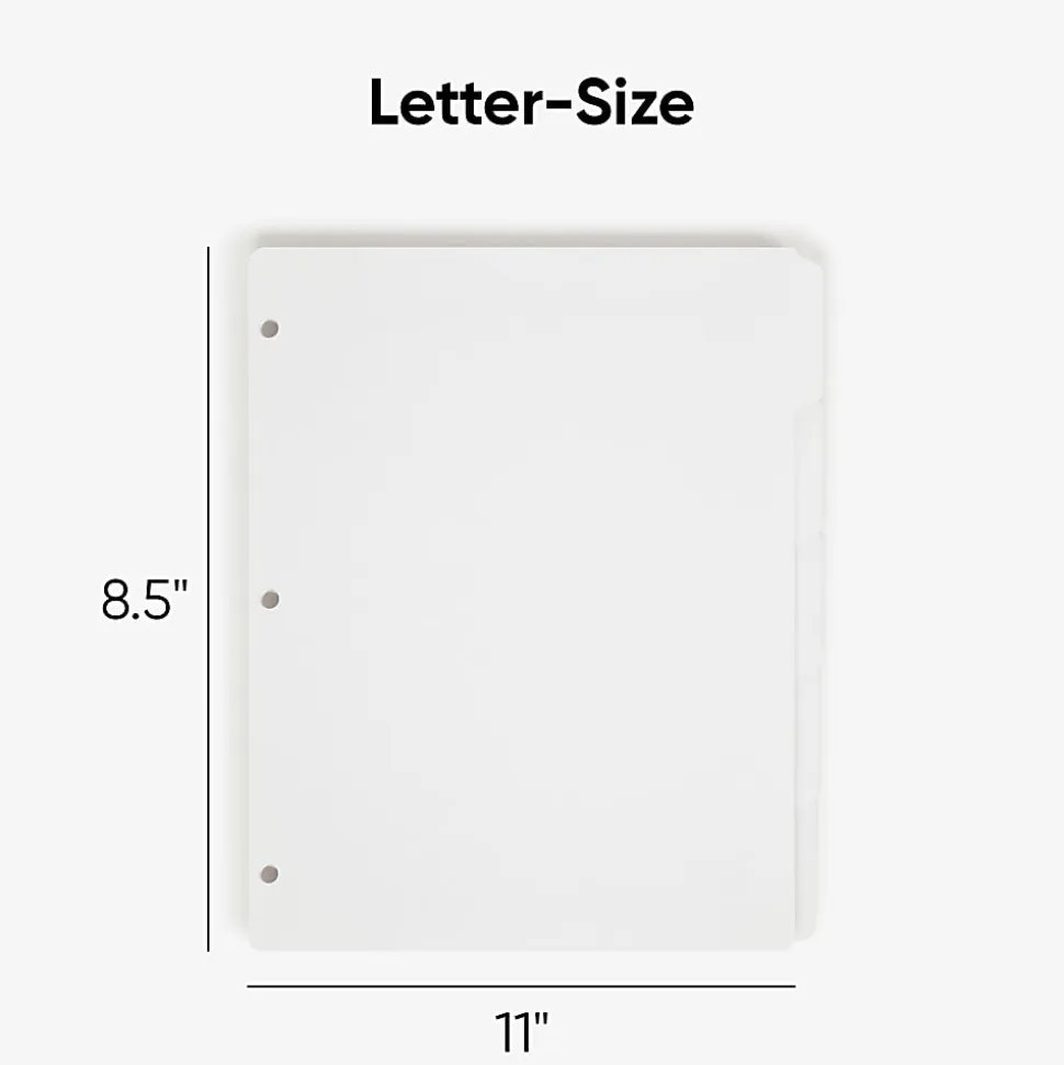 Smead® 3-Ring Binder Index Dividers, 5-Tab, 11" x 8 1/2", White, Pack Of 20 Sets (89415)