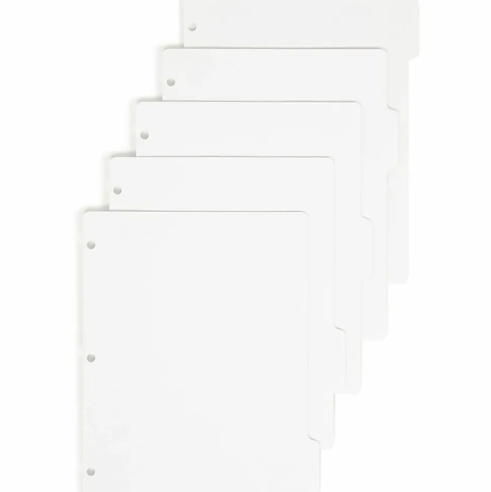 Smead® 3-Ring Binder Index Dividers, 5-Tab, 11" x 8 1/2", White, Pack Of 20 Sets (89415)