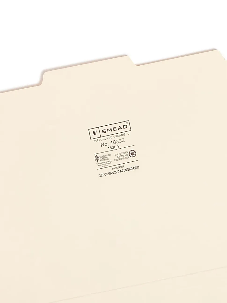 Smead® Selected Tab Position Manila File Folders, Letter Size, 1/3 Cut, Position 2, Pack Of 100