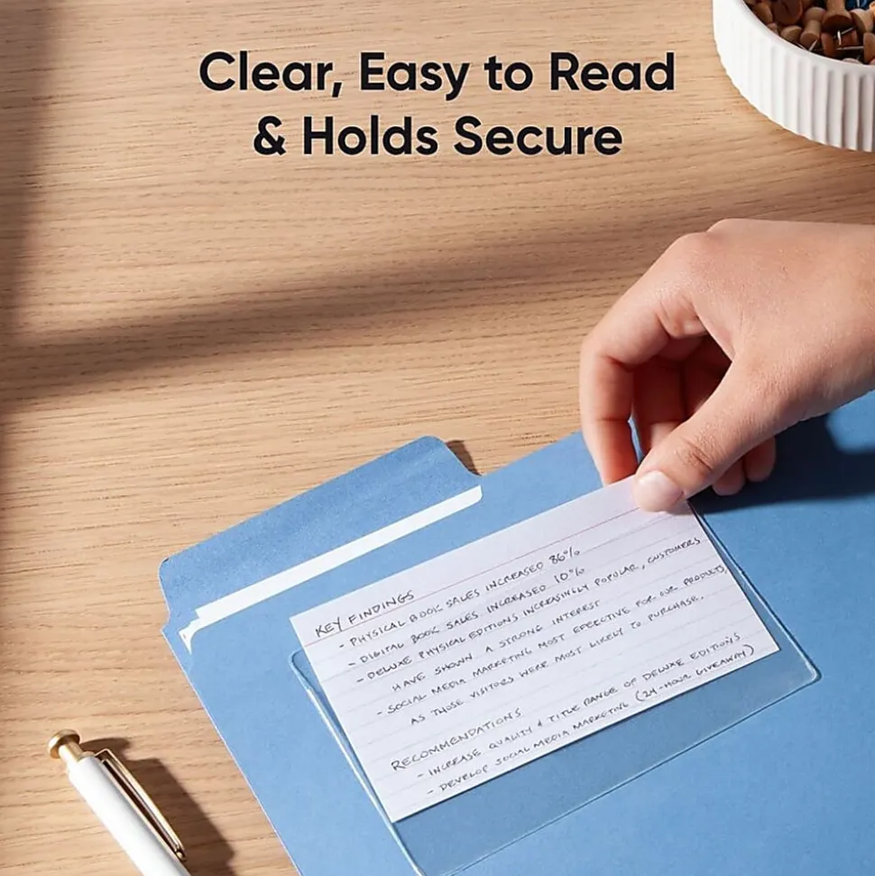Smead® Self-Adhesive Poly Pockets, 5-5/16" x 3-5/8", Clear, Index Card Size, Box Of 100