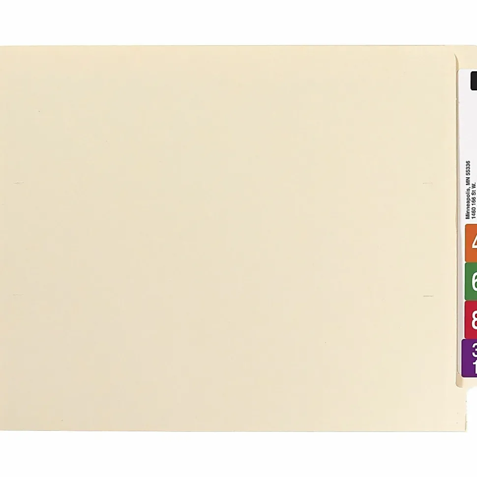 Smead® Shelf-Master® End-Tab Fastener Folders, Straight Cut, Letter Size, 100% Recycled, Manila, Pack Of 50