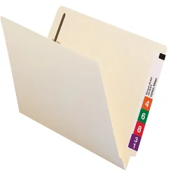 Smead® Shelf-Master® End-Tab Fastener Folders, Straight Cut, Letter Size, 100% Recycled, Manila, Pack Of 50