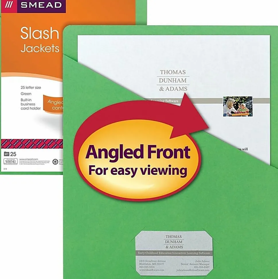 Smead® Slash File Jackets Convenience Pack, 9 1/2" x 11 3/4", Green, Pack Of 25