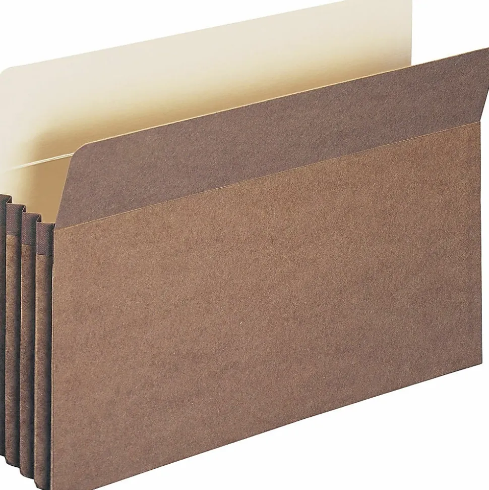 Smead® Straight-Cut Tab Redrope File Pockets, Legal Size, 3 1/2" Expansion, 30% Recycled, Redrope, Box Of 50