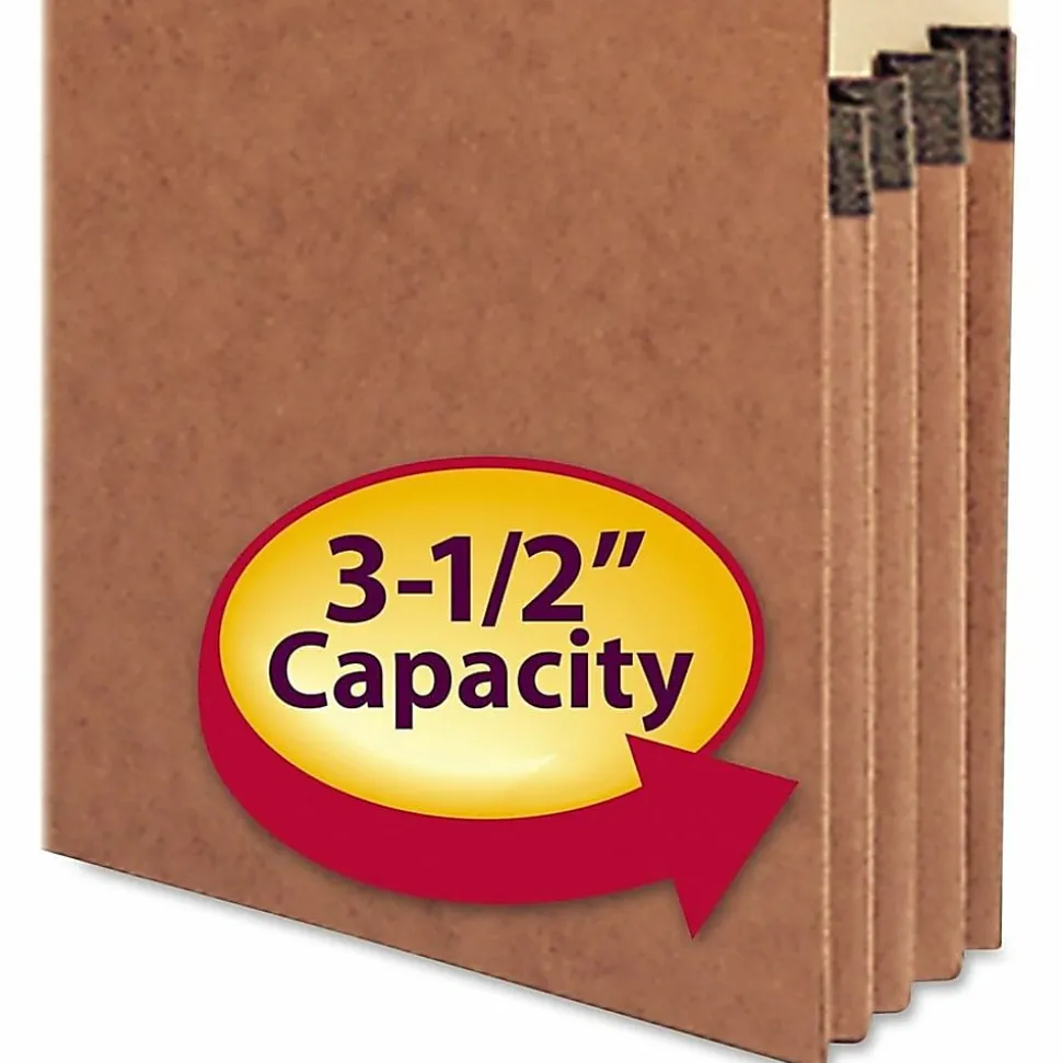 Smead® Straight-Cut Tab Redrope File Pockets, Legal Size, 3 1/2" Expansion, 30% Recycled, Redrope, Box Of 50