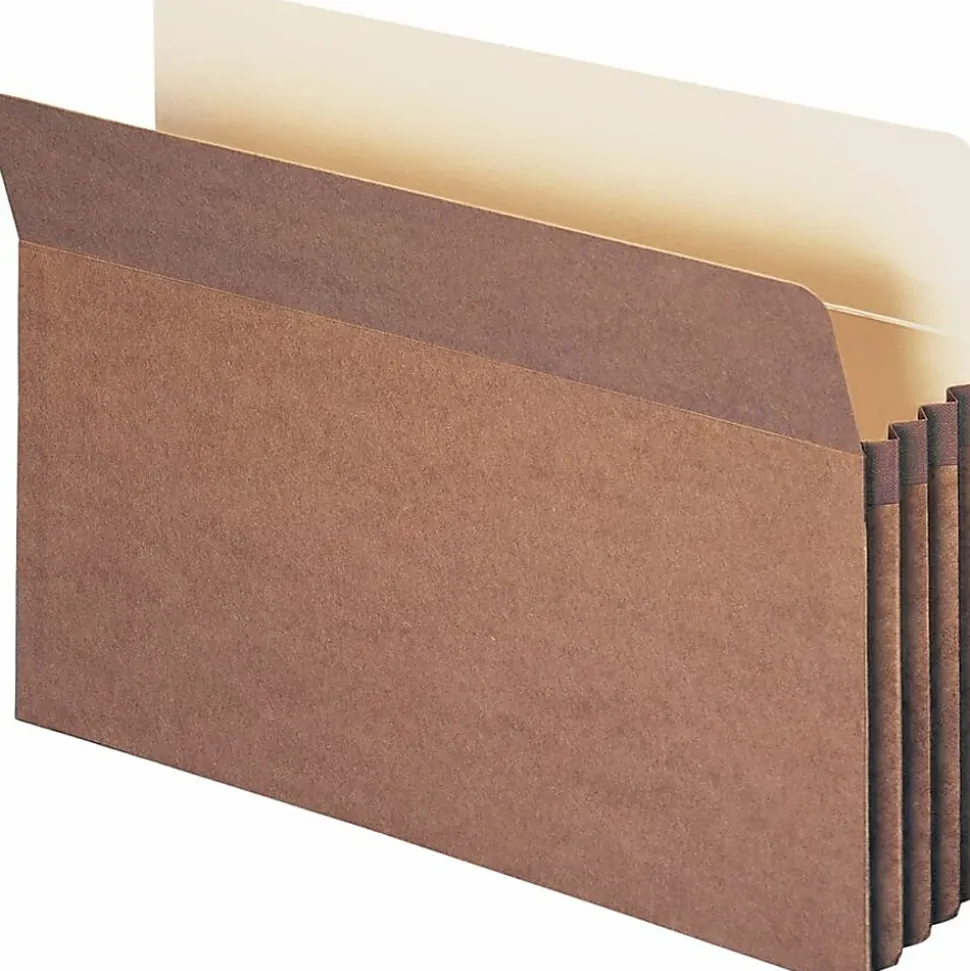 Smead® Straight-Cut Tab Redrope File Pockets, Legal Size, 3 1/2" Expansion, 30% Recycled, Redrope, Box Of 50