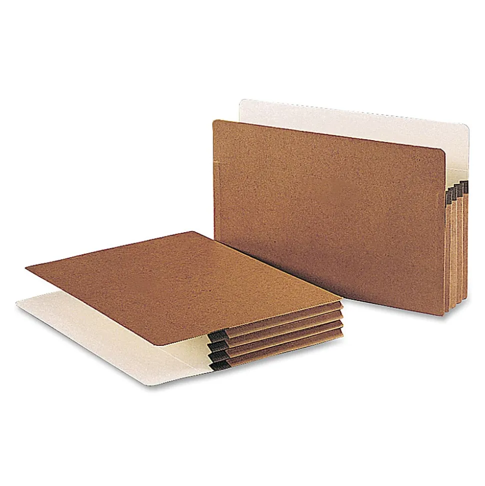 Smead® Straight-Cut Tab Redrope File Pockets, Legal Size, 3 1/2" Expansion, 30% Recycled, Redrope, Box Of 50