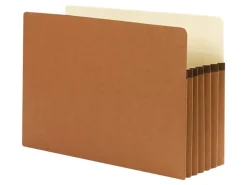SmeadĀ® Straight-Cut Tab Redrope File Pockets, Legal Size, 5 1/4" Expansion, 30% Recycled, Redrope, Box Of 50