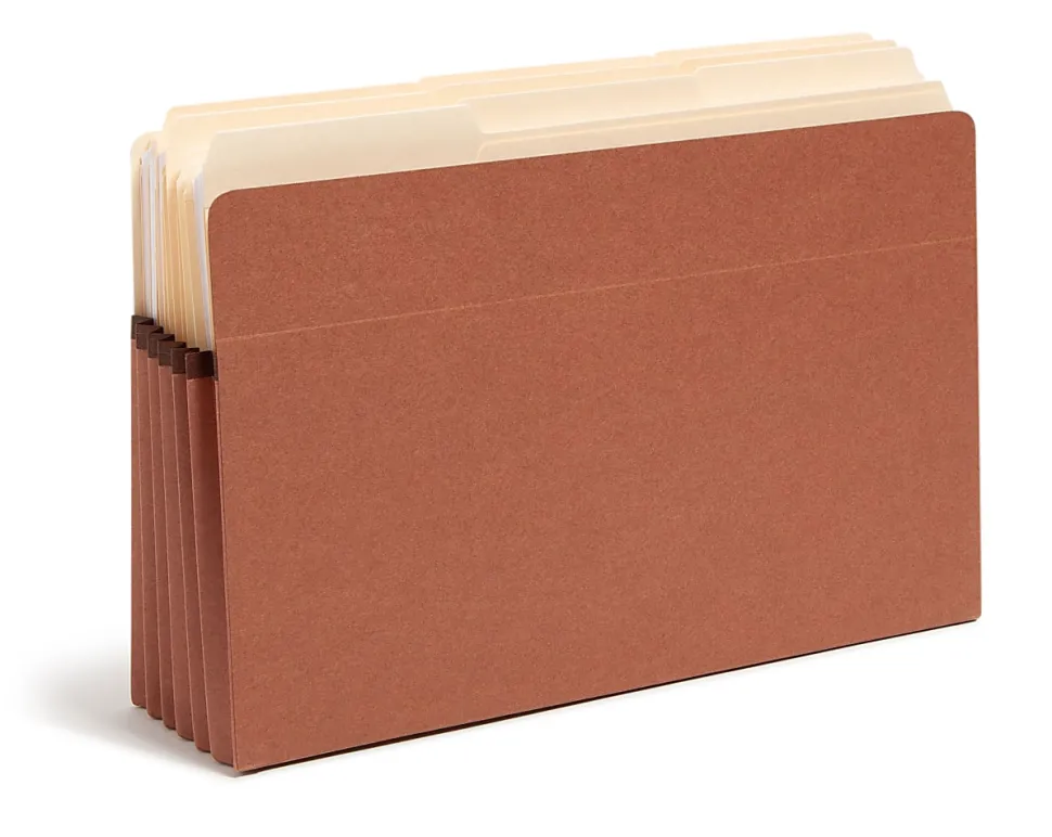Smead® Straight-Cut Tab Redrope File Pockets, Legal Size, 5 1/4" Expansion, 30% Recycled, Redrope, Box Of 50