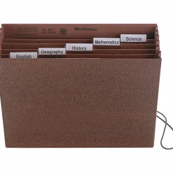 SmeadĀ® Subject Expanding File, 6 Pocket, 12"x10", Letter Size, 5 1/4" Expansion, 30% Recycled, Brown