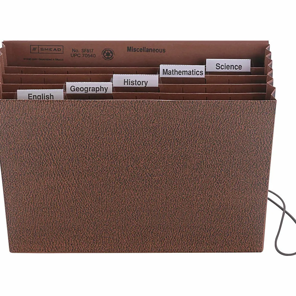 Smead® Subject Expanding File, 6 Pocket, 12"x10", Letter Size, 5 1/4" Expansion, 30% Recycled, Brown