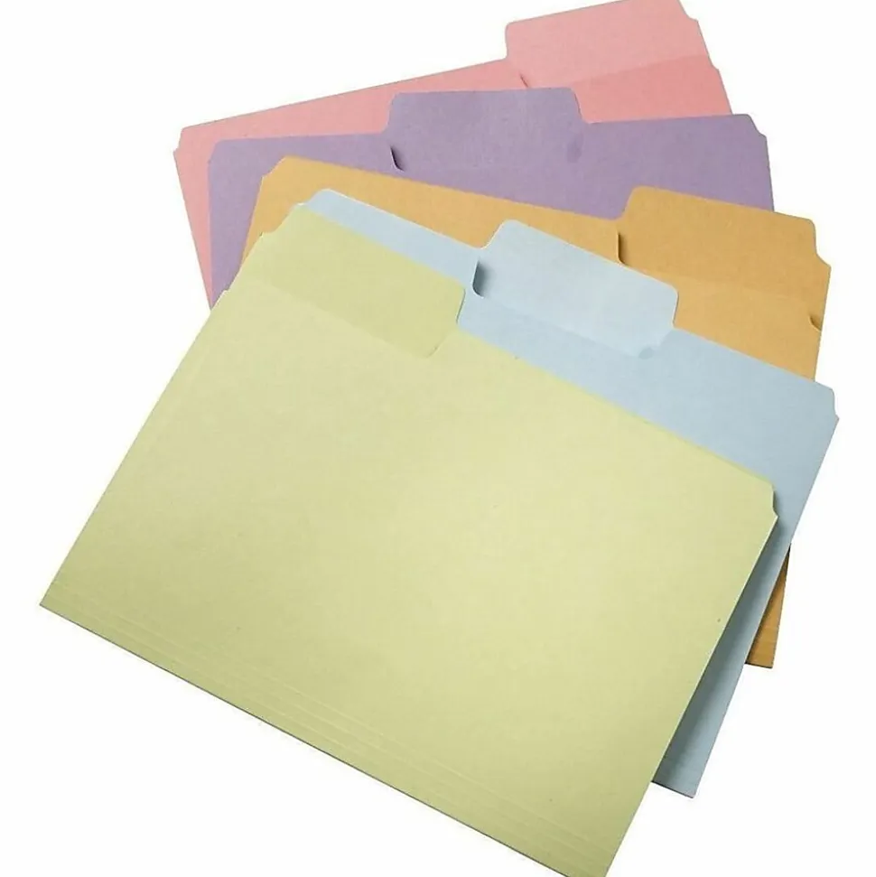 Smead® SuperTab® File Folders, Letter Size, 1/3 Cut, Assorted Pastel Colors, Box Of 100