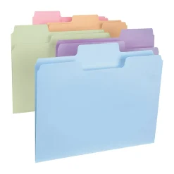 Smead® SuperTab® File Folders, Letter Size, 1/3 Cut, Assorted Pastel Colors, Box Of 100