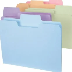 Smead® SuperTab® File Folders, Letter Size, 1/3 Cut, Assorted Pastel Colors, Box Of 100