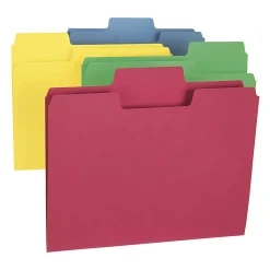 SmeadĀ® SuperTabĀ® File Folders, Letter Size, 1/3 Cut, Assorted Colors, Box Of 100