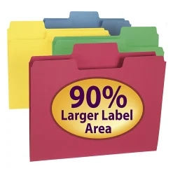 Smead® SuperTab® File Folders, Letter Size, 1/3 Cut, Assorted Colors, Box Of 100