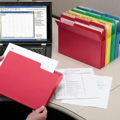 Smead® SuperTab® File Folders, Letter Size, 1/3 Cut, Assorted Colors, Box Of 100