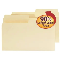 SmeadĀ® SuperTabĀ® File Folders, Legal Size, 1/3 Cut, Manila, Box Of 100