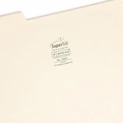 Smead® SuperTab® File Folders, Legal Size, 1/3 Cut, Manila, Box Of 100
