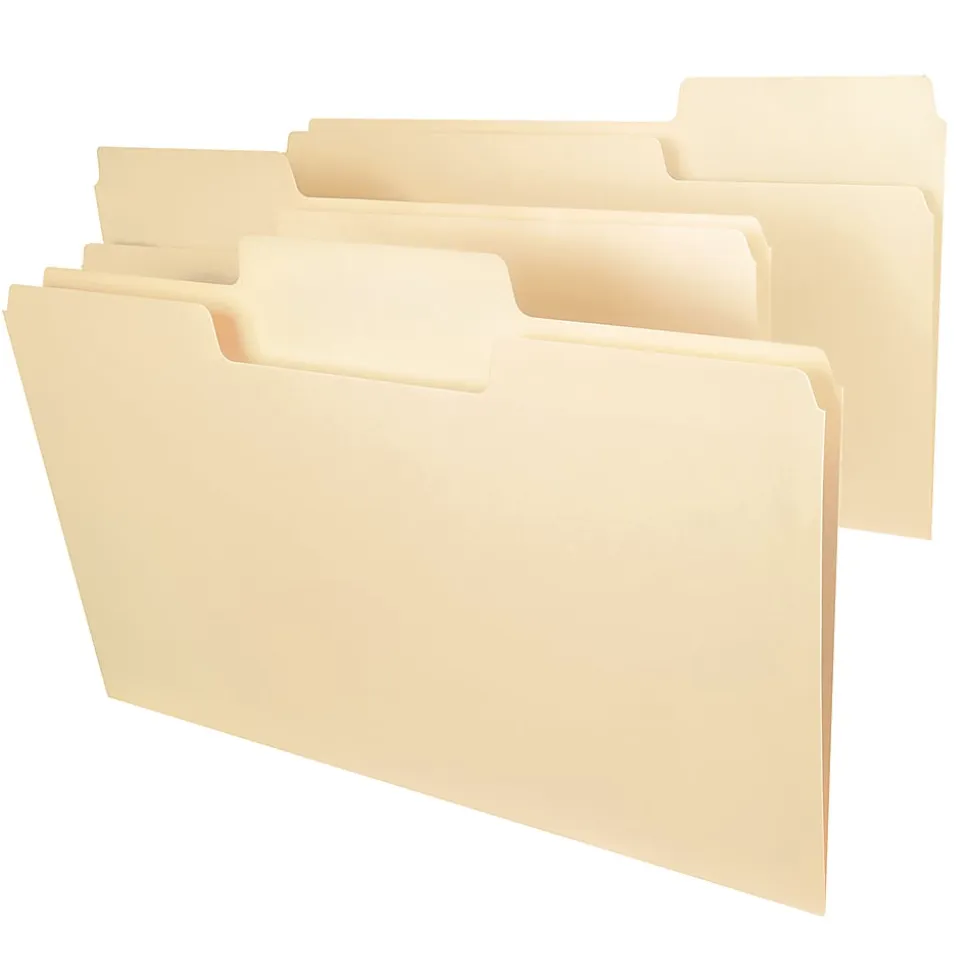 Smead® SuperTab® File Folders, Legal Size, 1/3 Cut, Manila, Box Of 100