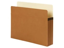 SmeadĀ® SuperTabĀ® File Pockets, Letter Size, 3 1/2" Expansion, 30% Recycled, Redrope, Box Of 25