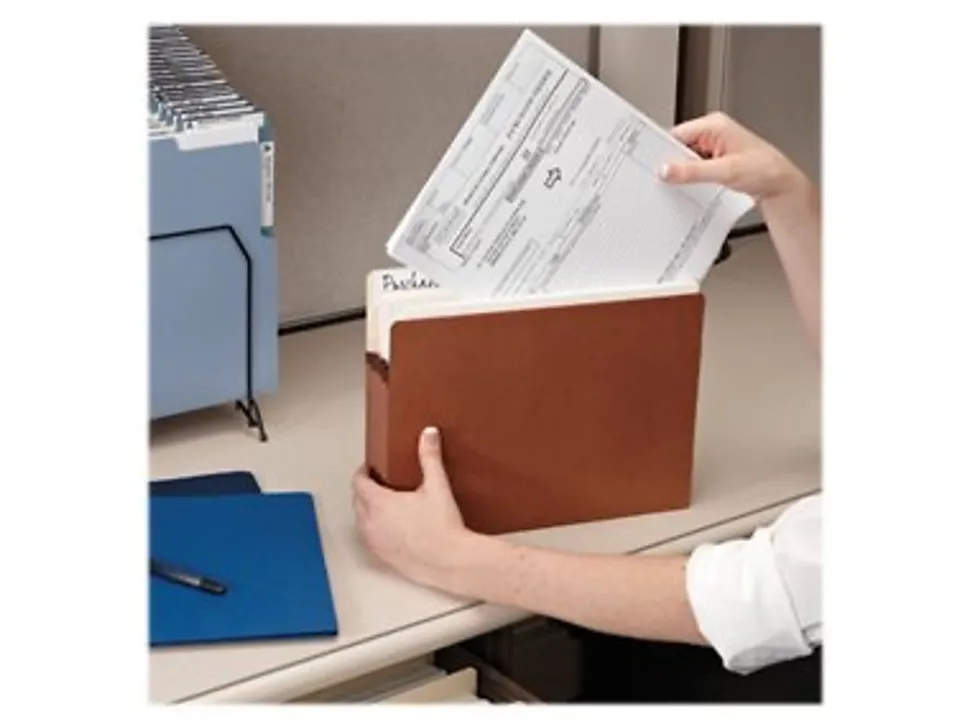 Smead® SuperTab® File Pockets, Letter Size, 3 1/2" Expansion, 30% Recycled, Redrope, Box Of 25