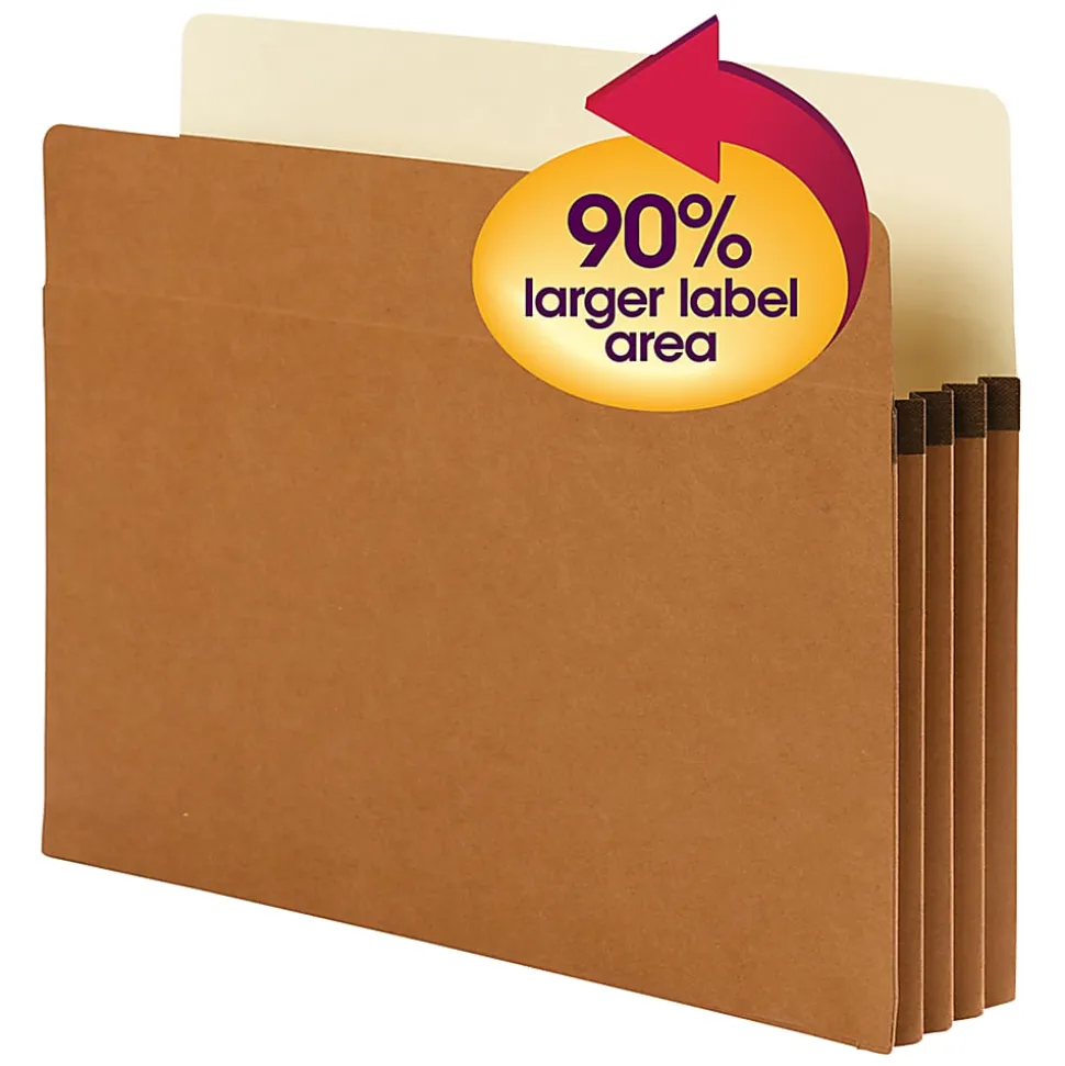 Smead® SuperTab® File Pockets, Letter Size, 3 1/2" Expansion, 30% Recycled, Redrope, Box Of 25