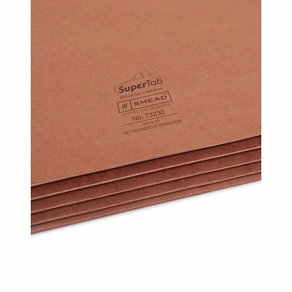 Smead® SuperTab® File Pockets, Straight Cut, Letter Size, 30% Recycled, Redrope, Box Of 25