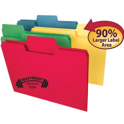 Smead® SuperTab® Heavyweight File Folders, Letter Size, Assorted Colors, Box Of 50