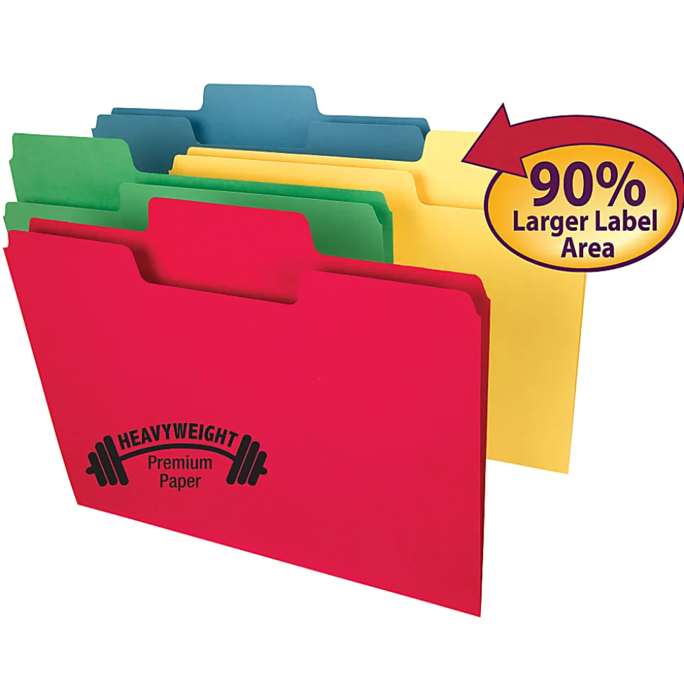 Smead® SuperTab® Heavyweight File Folders, Letter Size, Assorted Colors, Box Of 50