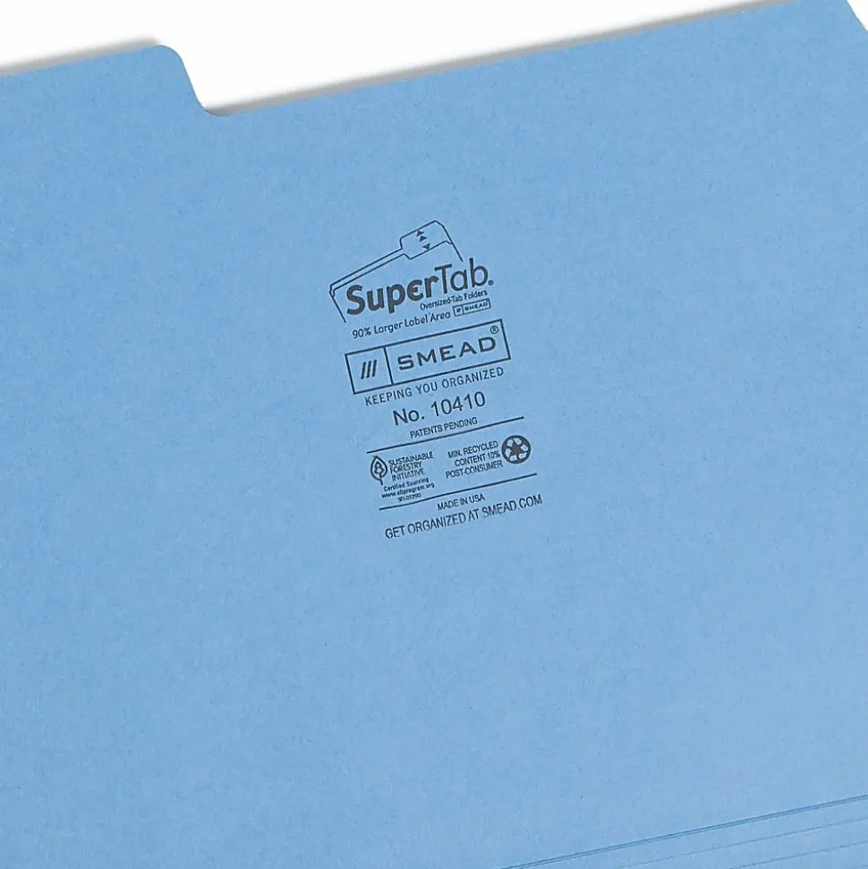 Smead® SuperTab® Heavyweight File Folders, Letter Size, Assorted Colors, Box Of 50