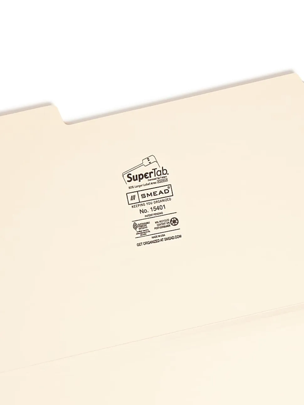 Smead® SuperTab® Heavyweight File Folders, Legal Size, 1/3 Cut, Manila, Box Of 50