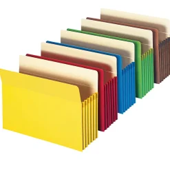 SmeadĀ® Top-Tab Expanding File Pockets, Letter Size, 5 1/4" Expansion, Assorted Colors, Pack Of 5