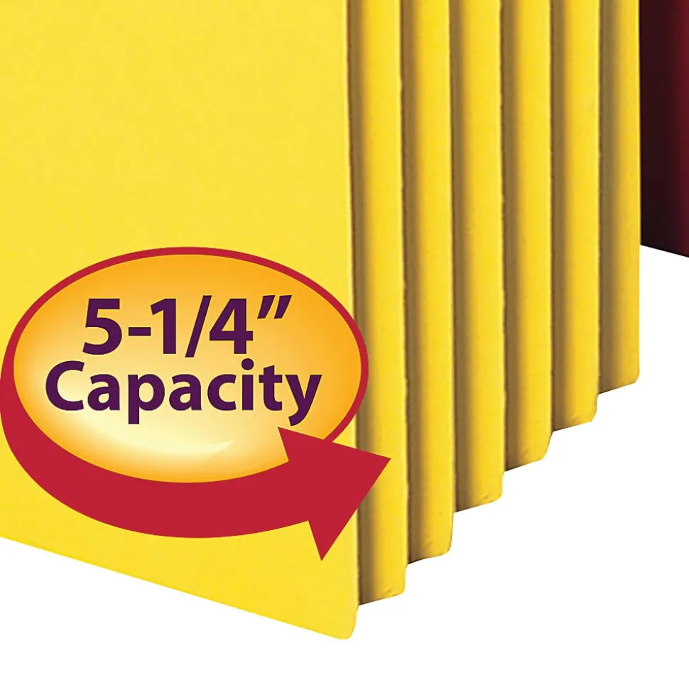 Smead® Top-Tab Expanding File Pockets, Letter Size, 5 1/4" Expansion, Assorted Colors, Pack Of 5