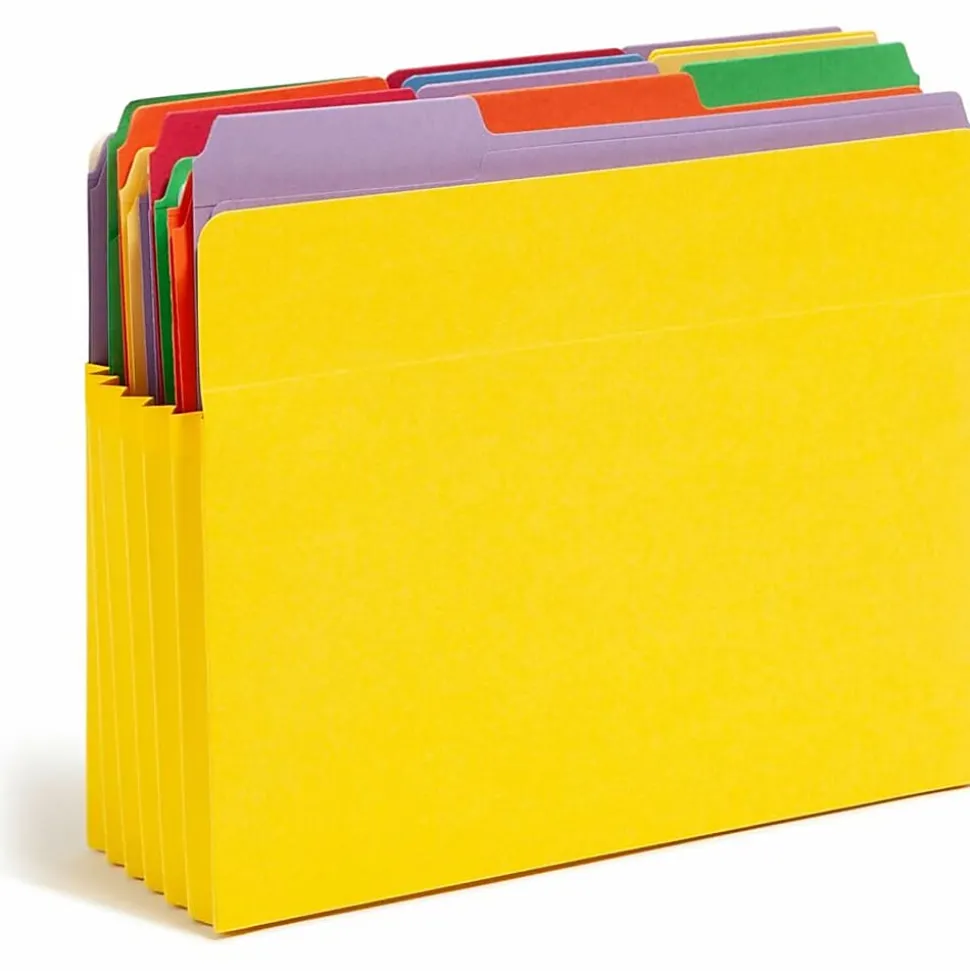 Smead® Top-Tab Expanding File Pockets, Letter Size, 5 1/4" Expansion, Assorted Colors, Pack Of 5